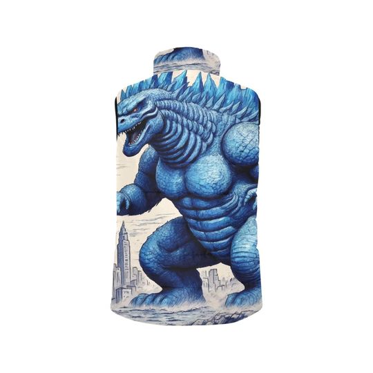 god zilla Gojira Kaiju Crayon Art Cartoon Comics Sleeveless Jacket