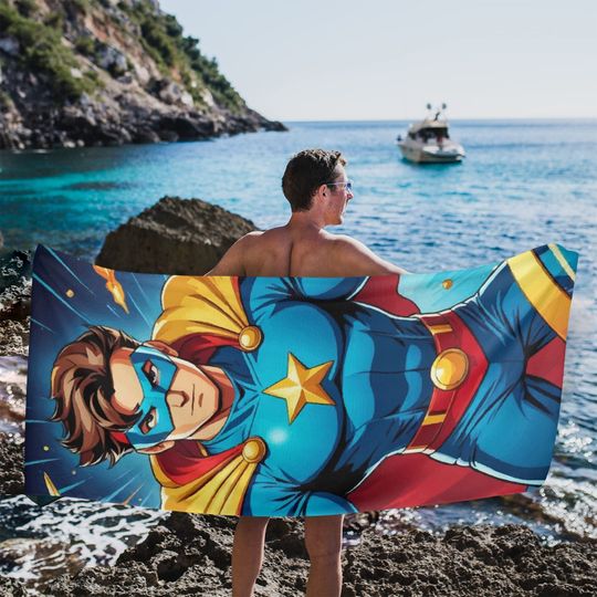 Beach towel Seper Hero Retro Comics Cartoon Superhero