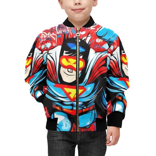 Bomber Jacket with Pockets Superhero Graffiti Art Hero