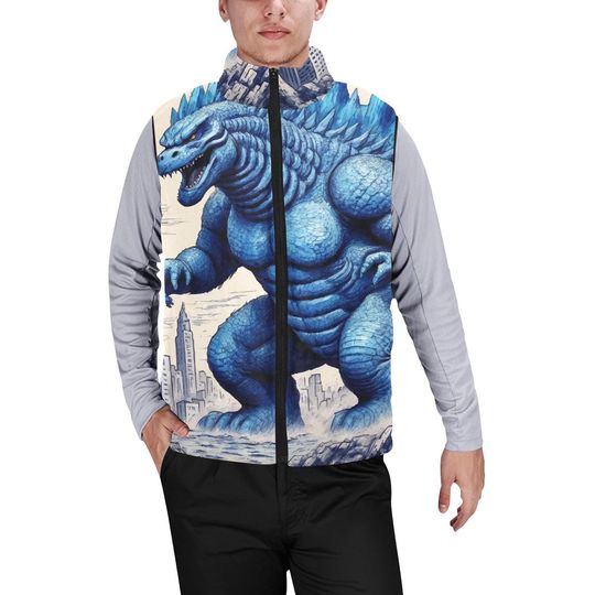 god zilla Gojira Kaiju Crayon Art Cartoon Comics Sleeveless Jacket