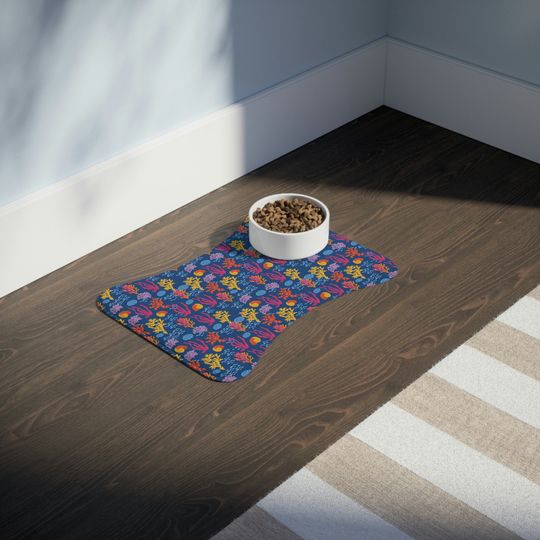 Coral Reef Print Pet Bowls Mats