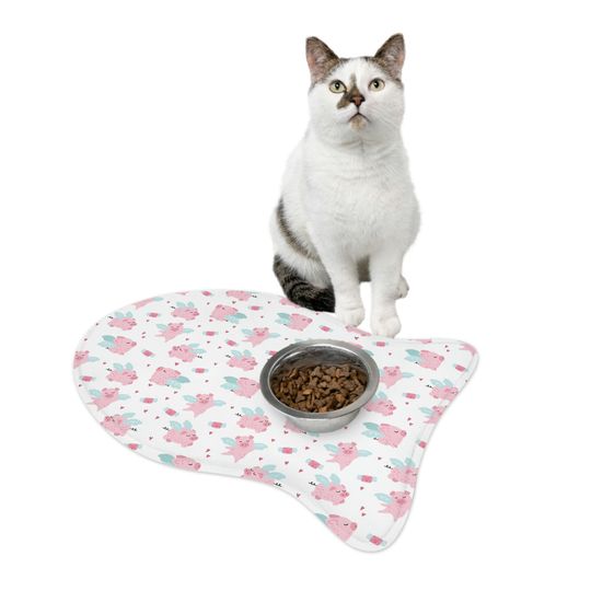When Pigs Fly Pig Print Pet Bowls Mats
