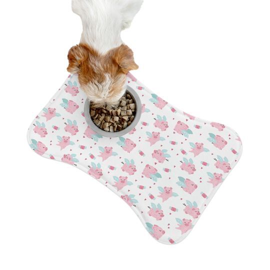 When Pigs Fly Pig Print Pet Bowls Mats