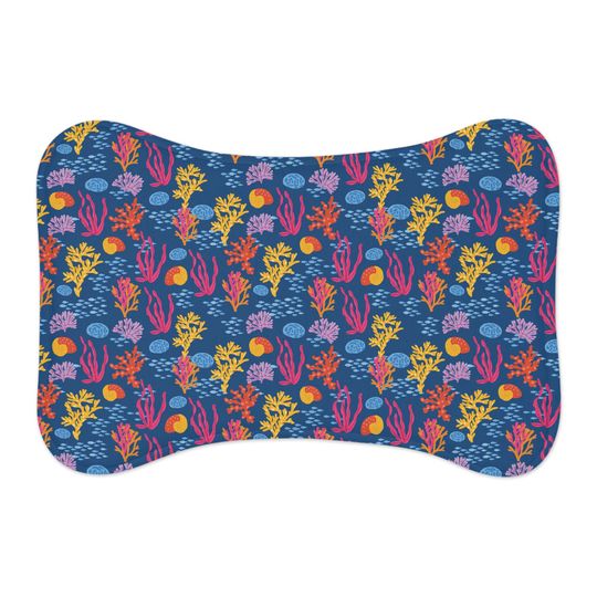 Coral Reef Print Pet Bowls Mats