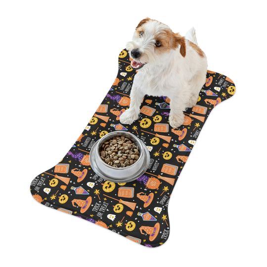 Halloween on Black Pet Bowls Mats