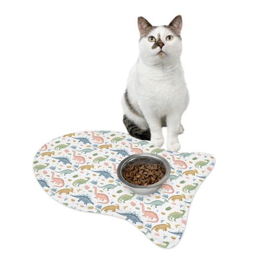 Dinosaur Print Pet Bowls Mats