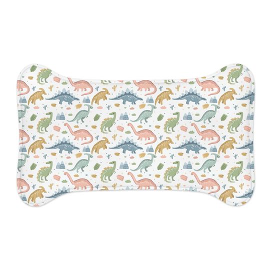 Dinosaur Print Pet Bowls Mats