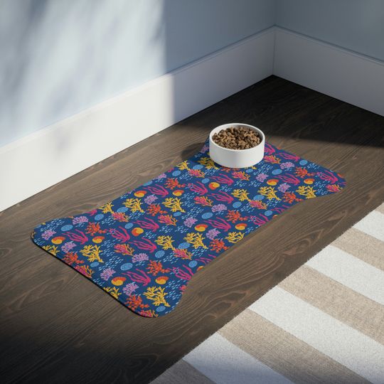Coral Reef Print Pet Bowls Mats
