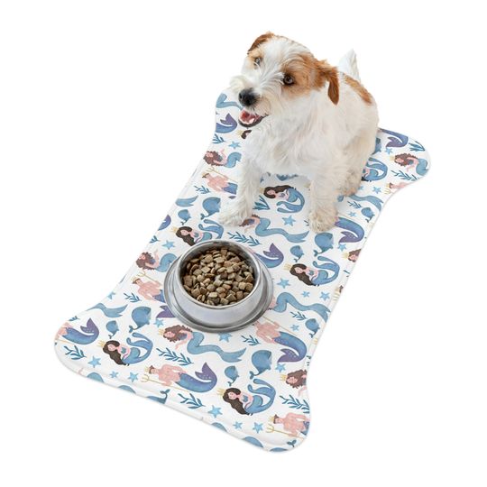 Watercolor Mermaids Print Pet Bowls Mats