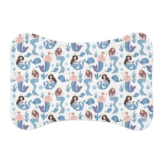 Watercolor Mermaids Print Pet Bowls Mats