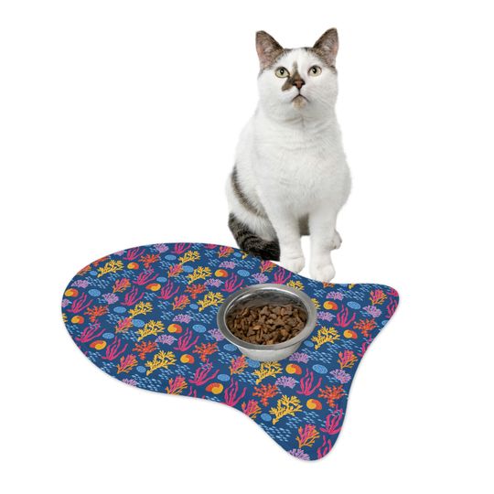Coral Reef Print Pet Bowls Mats