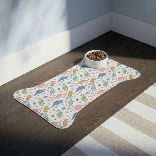 Dinosaur Print Pet Bowls Mats
