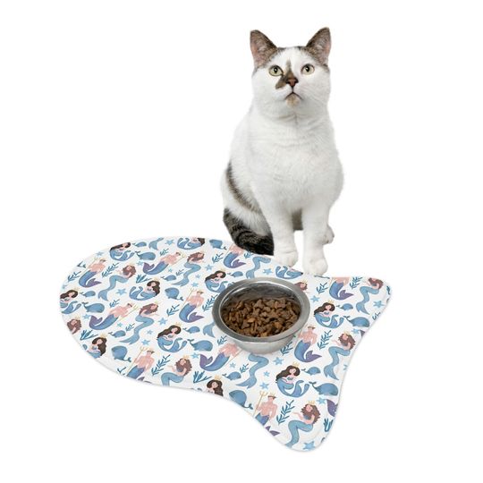Watercolor Mermaids Print Pet Bowls Mats