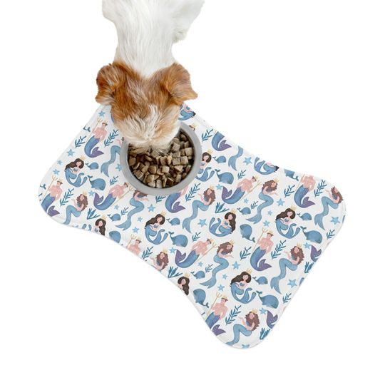 Watercolor Mermaids Print Pet Bowls Mats