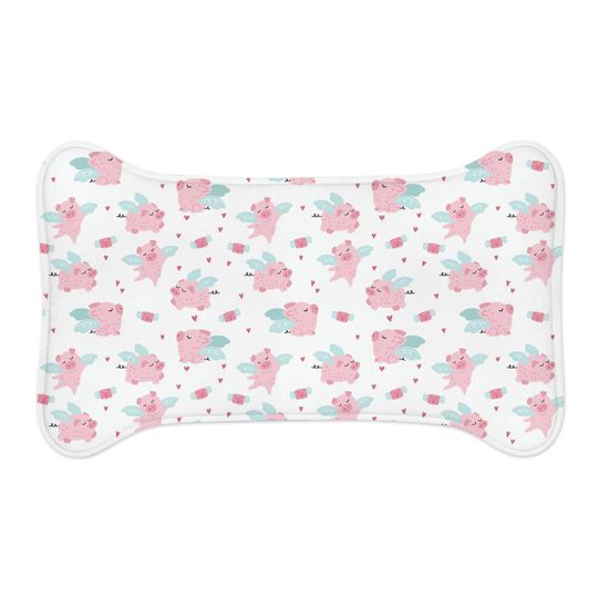 When Pigs Fly Pig Print Pet Bowls Mats