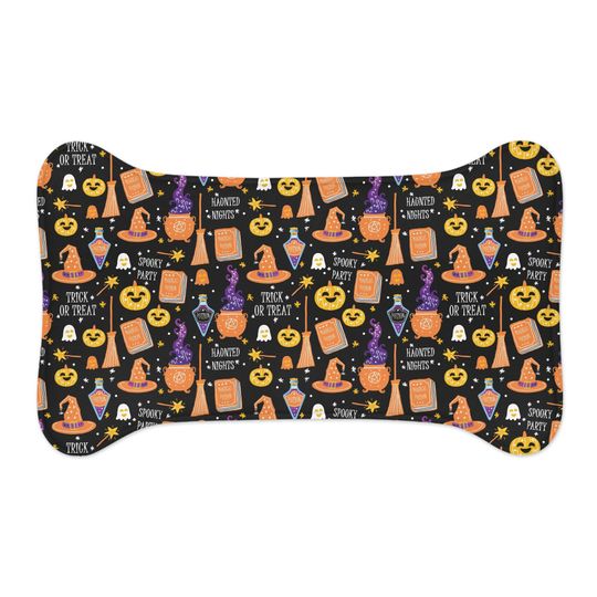 Halloween on Black Pet Bowls Mats