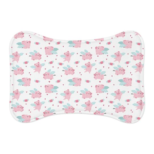 When Pigs Fly Pig Print Pet Bowls Mats