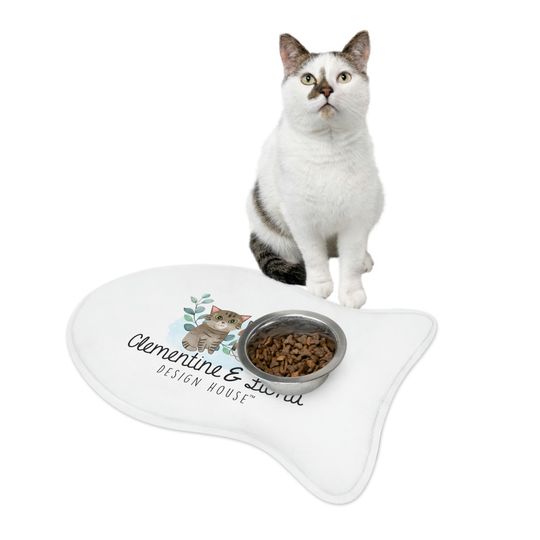 Clementine & Fiona Official Logo Cat PrintPet Bowls Mats