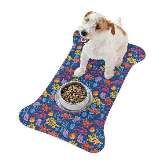 Coral Reef Print Pet Bowls Mats