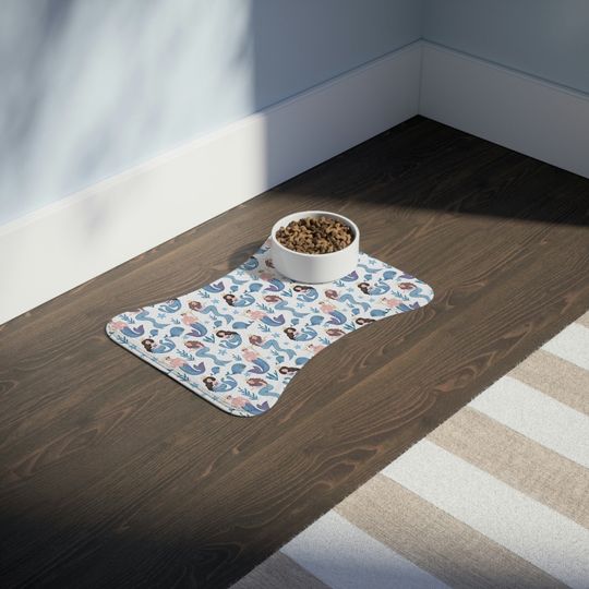 Watercolor Mermaids Print Pet Bowls Mats