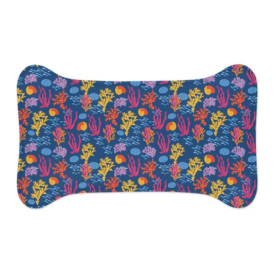 Coral Reef Print Pet Bowls Mats