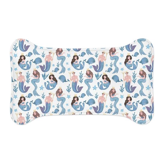 Watercolor Mermaids Print Pet Bowls Mats
