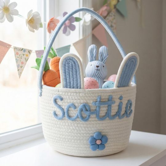 Personalized Easter Basket with Name  Egg Hunt Bunny Basket  Personalized Easter Basket  Egg Hunt Bunny Basket
