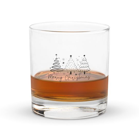 Merry Christmas Rocks Glass