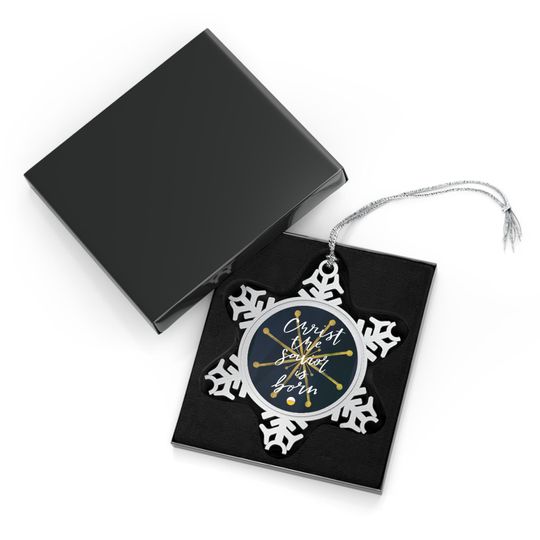 Pewter Snowflake Ornament: Religious Christmas Tree Decoration