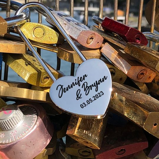 Personalized Silver Love Lock, Engraved Padlock for Paris Bridge Keepsake