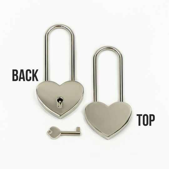 Silver Love Lock Engagement Gift, Personalized Engraved Heart Padlock