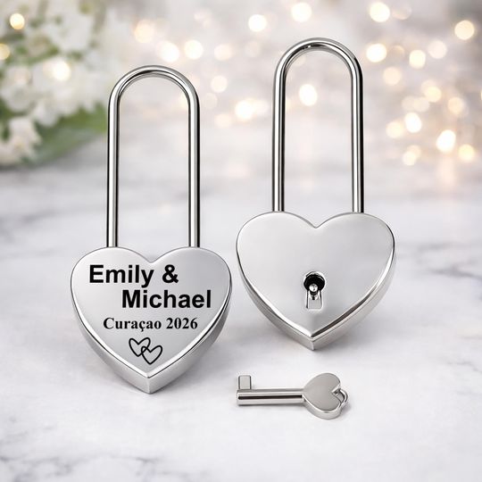 Personalized Silver Love Lock, Engraved Padlock for Paris Bridge Keepsake