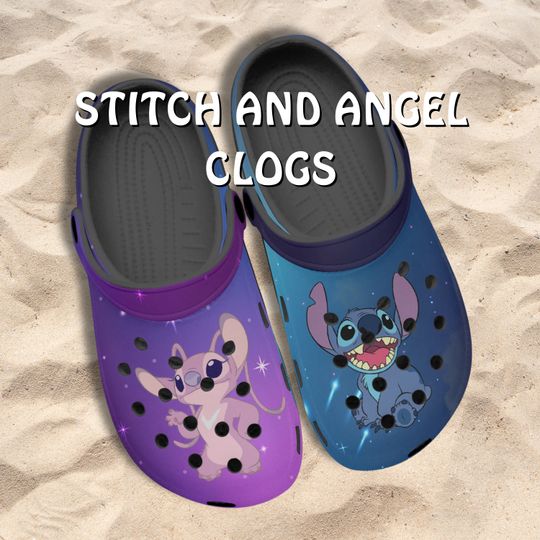 Stitch and Angel Clogs, Disney Clogs, Stitch Clogs, Angel Clogs