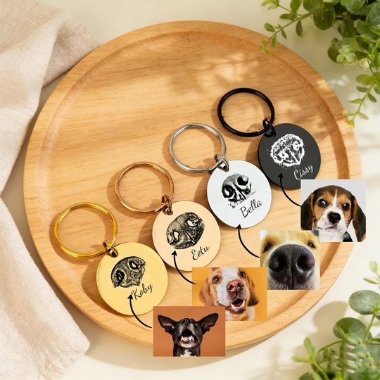 Personalized Pet Nose Print Keychain, Metal Keyring, Pet Lover Memorial Keychain, Gift for Dog or Animal Lovers, Dog Noseprint Keepsake