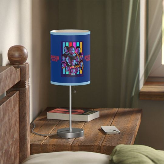 STRANGER THINGS - Lamp on Stand, All Cast, Poster Painted Style Art, Desk Lamp