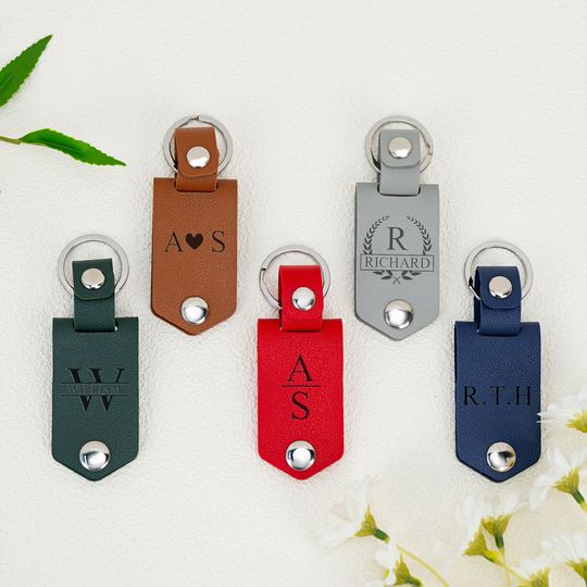 Personalized Mens Leather Keychain with Photo, Gifts for Couples, Father's Day Gift