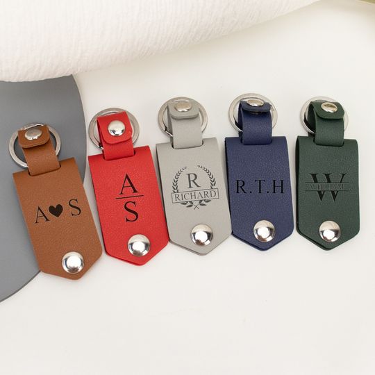 Personalized Mens Leather Keychain with Photo, Gifts for Couples, Father's Day Gift