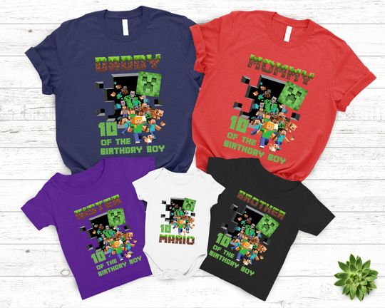 Minecra Group Birthday Minecra Minecraft Birthday Boy Matching Birthday Family Matching Family Shirt
