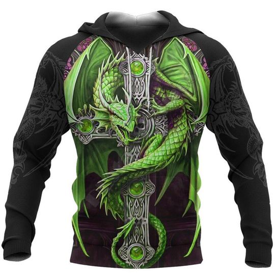 Dragon green viking 3D Hoodie
