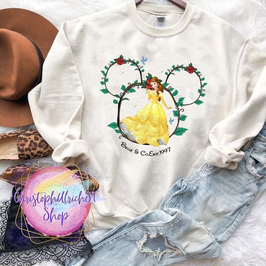Disney Princess Mickey Head Sweatshirts, Belle Sweatshirt, Belle Princess