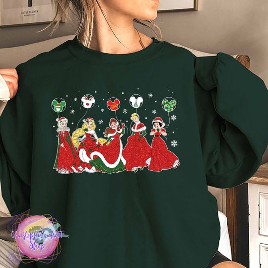 Princess Christmas Sweatshirt, Disney Princess Christmas Sweatshirt