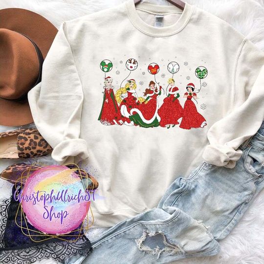 Princess Christmas Sweatshirt, Disney Princess Christmas Sweatshirt