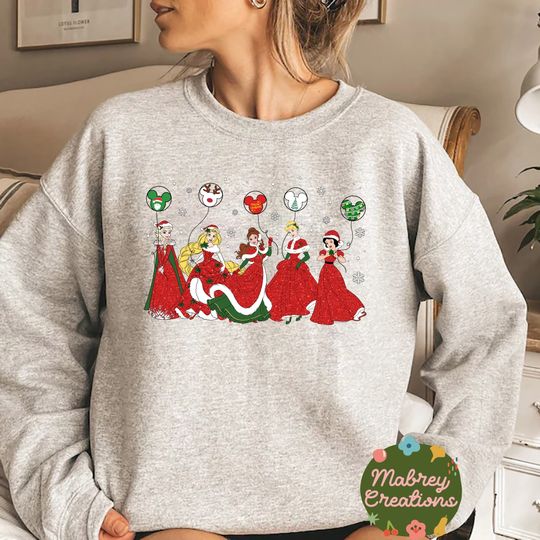 Princess Christmas Sweatshirt, Disney Princess Christmas Sweatshirt