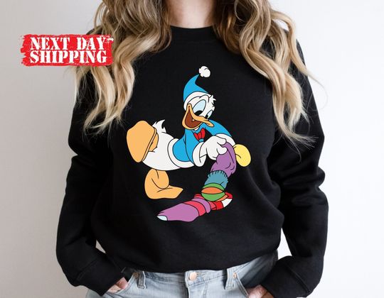 Disney Christmas Donald Duck Tshirt, Disney World Christmas Sweatshirt