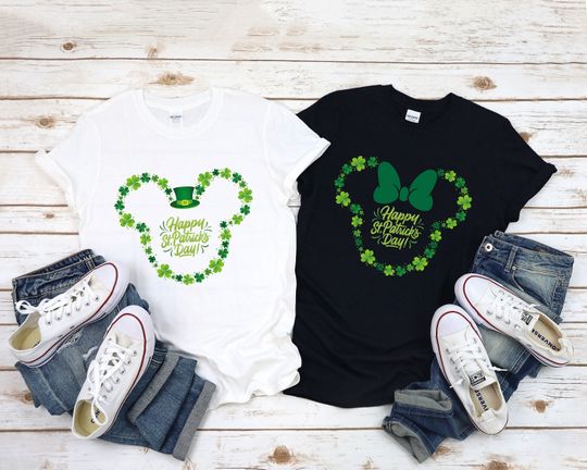 Happy Patricks Day With Mickey Shirt, Patricks Day Couple Outfits, St Patricks Day Disney Trip