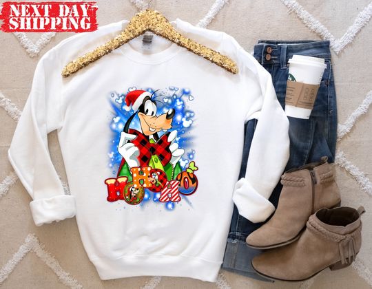 Ho Ho Ho Disney Goofy Sweatshirt, Disney Christmas Santa Claus Sweatshirt