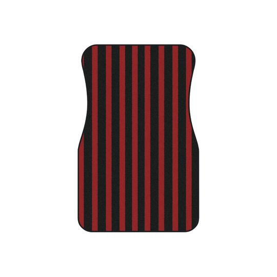 Red and black striped front car mats 2pc