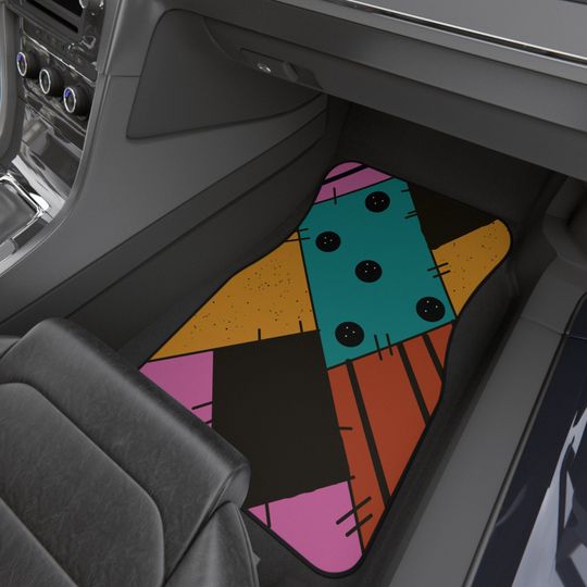 Patchwork fall theme front car mats 2pc