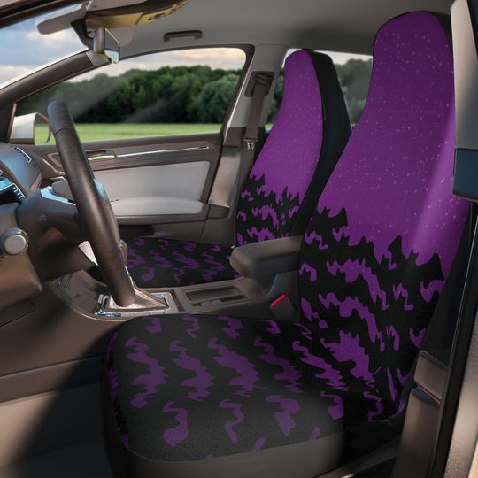 Purple bats car seat cover set