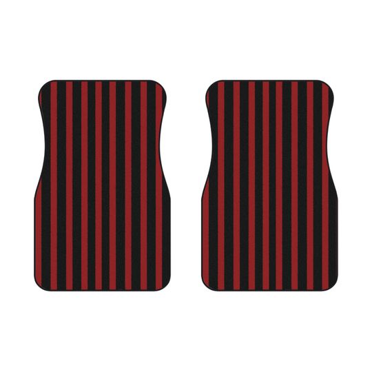 Red and black striped front car mats 2pc